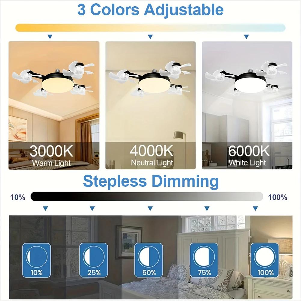 Hanging Drone Fan Light E26 E27 Socket Fan with LED Light Remote Control Dimming Silent Drone Shape Ceiling Fan Lamp for Bedroom