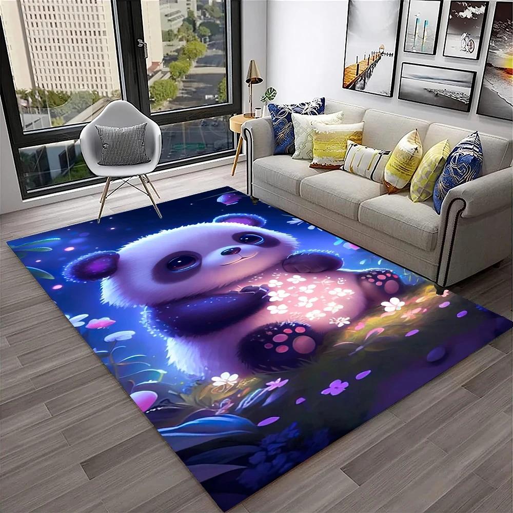 Uroczy dywan panda do sypialni, łazienki, salonu, dekoracja sofy, mata do raczkowania dla dziecka, miękki dywanik z kreskówkowym zwierzęciem, antypoślizgowa mata do zabawy