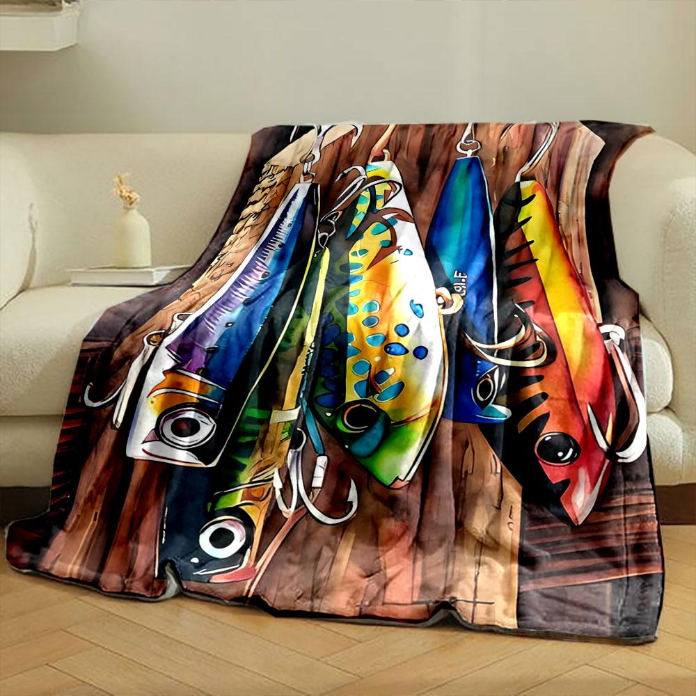Fishing Lures Print Blanket bedroom Blanket for Livingroom Couch lunch break Soft throw for Friend's festival Gift