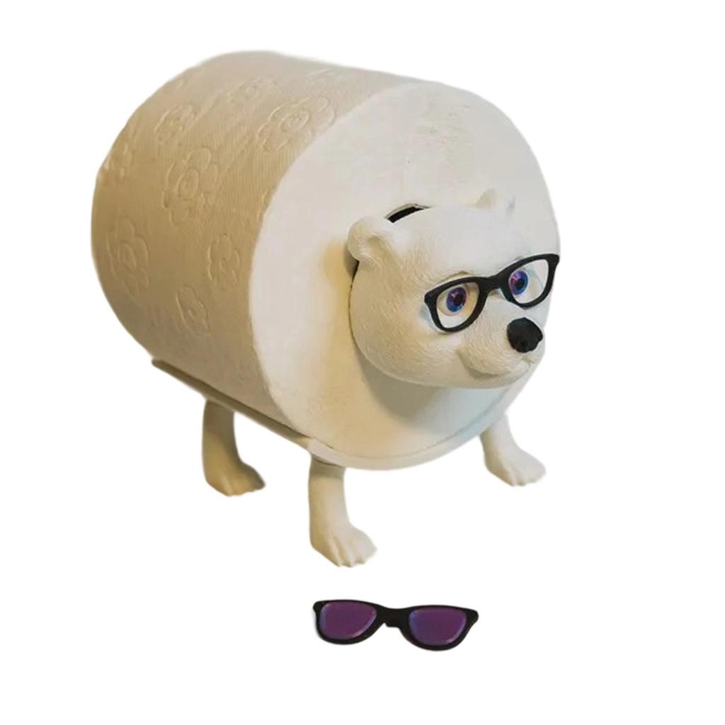 Cute Bear Toilet Paper Holder With Glasses - Sturdy Bathroom Tissue Holder