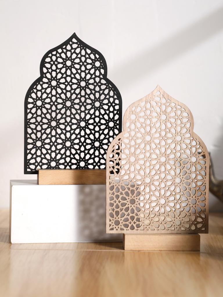 1 ks Ramadánové ozdoby Duté dřevěné ozdoby Eid Mubarak Šťastný Ramadán muslimská výzdoba Ramadán Kareem Sváteční dekorace