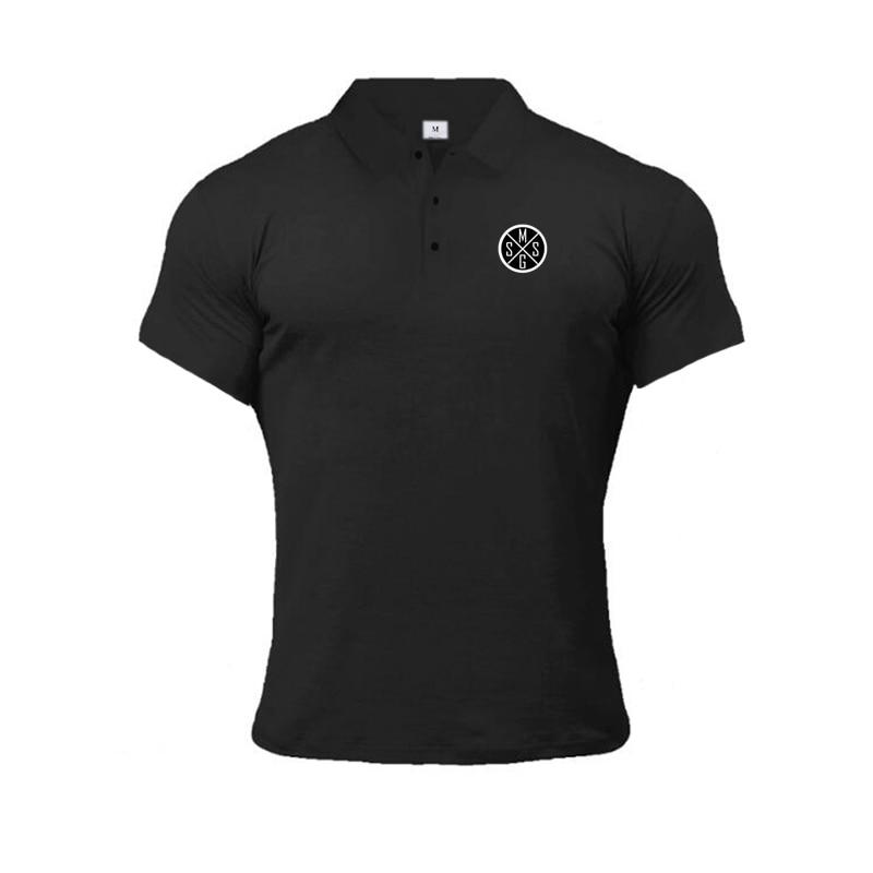 Muscleguys Summer Men's Handsome Polo T-Shirts Cotton Fitness Tops Printed Short Sleeve Korean Casual