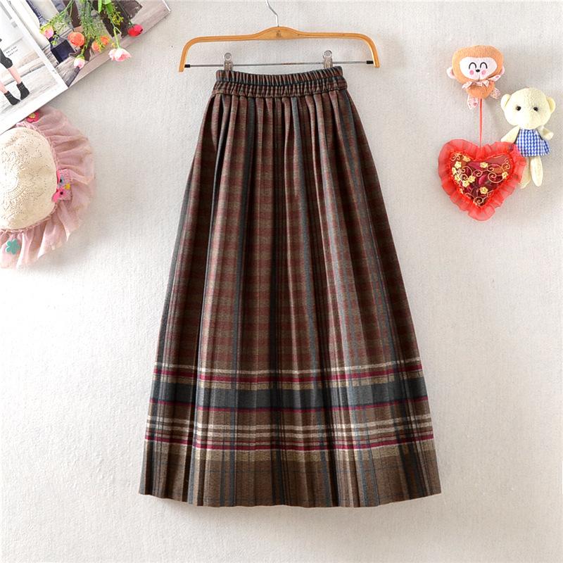 

Женская юбка макси с высокой талией, А-силуэт, клетчатая, женская весенняя юбка, длина до пола, юбка с широким подолом One Size