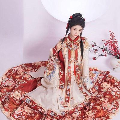 Ming Dynasty Hanfu Women's Wedding Dress Set - Authentic Embroidered Summer Koi Design