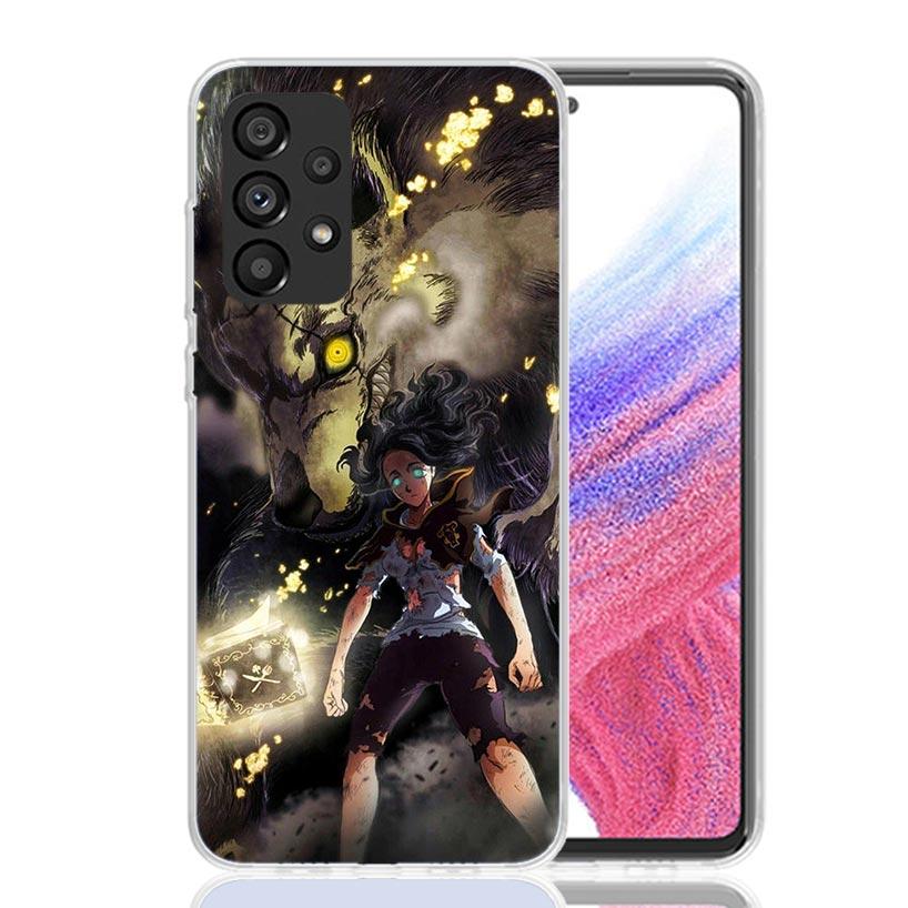 Black C-Clovers Anime Phone Case For Samsung Galaxy A52 A32 A22 A12 A02S A50S A30S A51 A31 AA71 Note 20 Ultra 10 S10 Plus Galaxy
