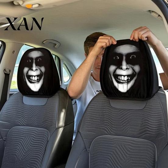 Headrest Protector Ghost Face Car Covers, Scary Seat Easy Install Cover Protector, Universal Stretchy Accessory for Most Cars