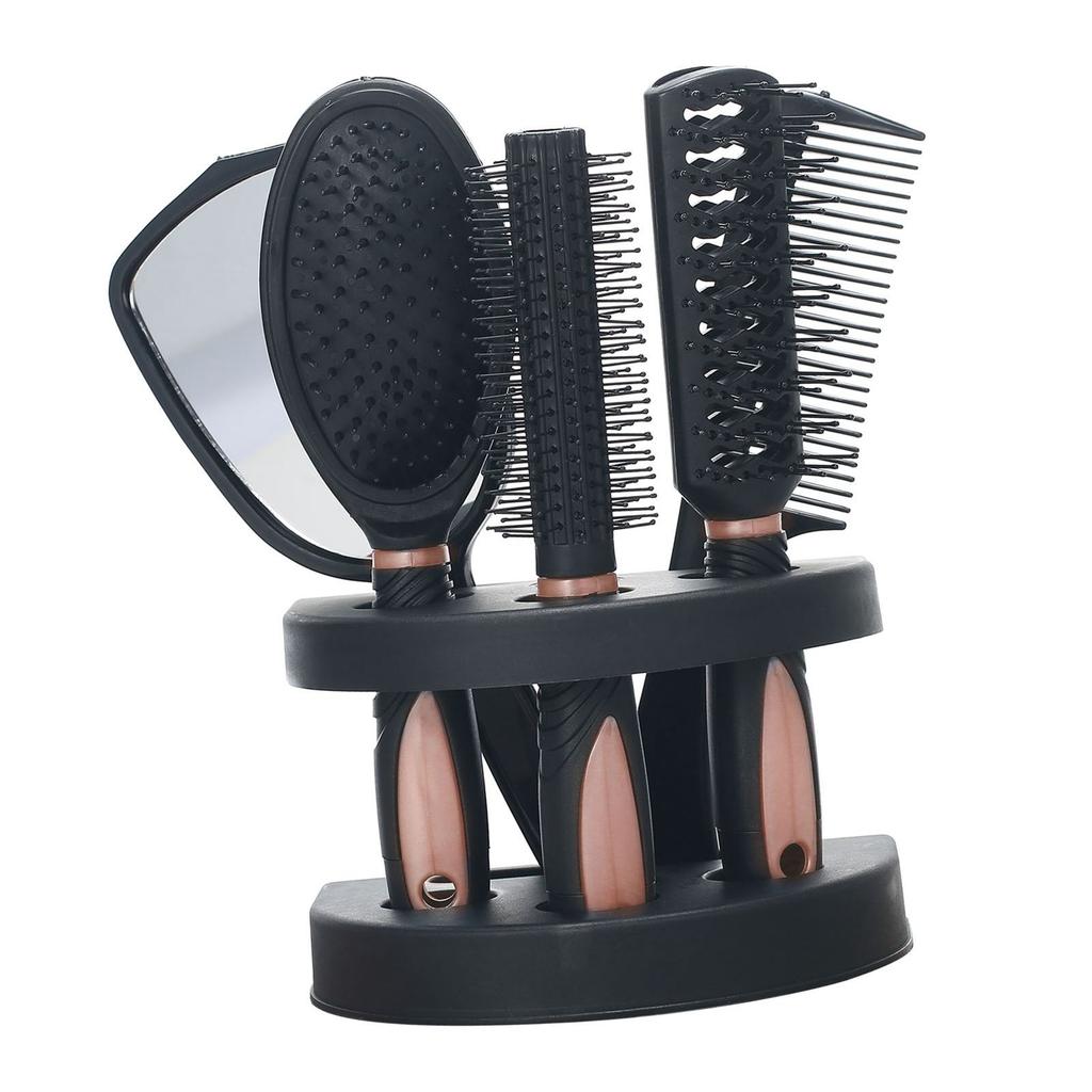 Set of 5 Hair Combs Mirror Set Professional Salon Hair Cutting Brushes Sets Salon Hairdressing Styling Tool And Holder