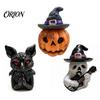 Indoor Outdoor Holiday Ornaments Halloween Resin Ornament, Ghost Owl Pumpkin Shape Figurine, 3D Decorations Decoration, for And Tabletop Decor Guitar