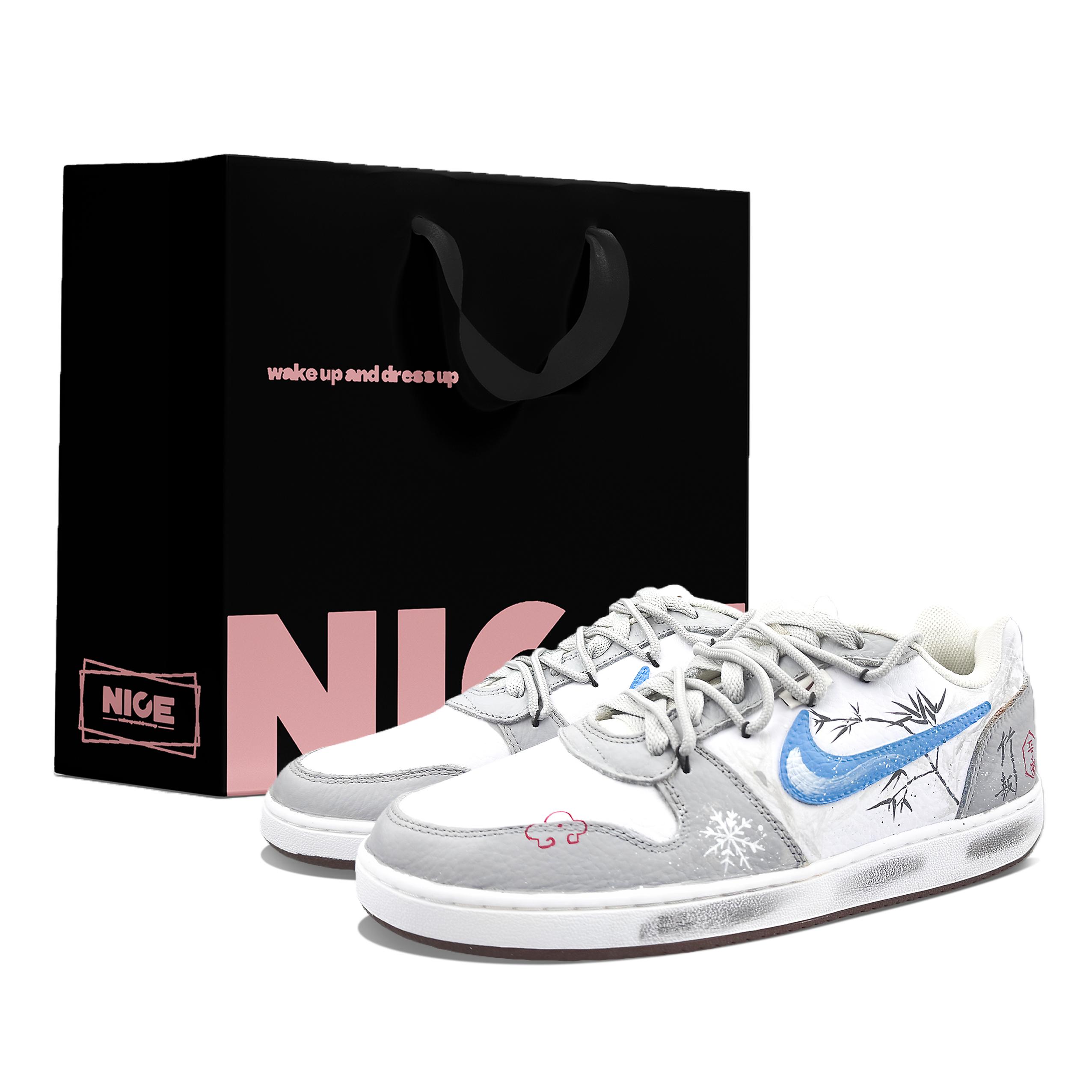 

Nike EBERNON Abrasion Resistant Low top Skateboard Shoes Men s White Gray IM3370-121(Team1053-BOX) 42