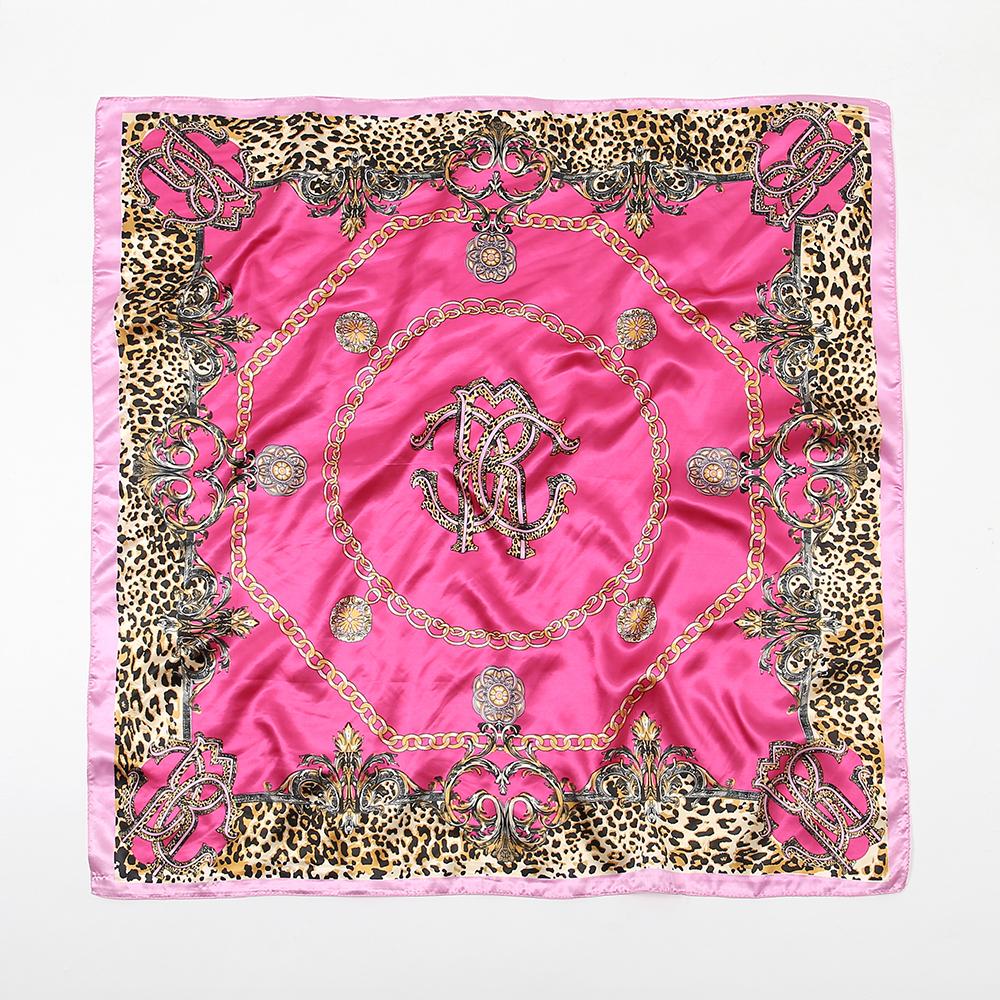 90cm Leopard Print Square Scarf Satin Silk Headband Muslim Woman Hijab Lady Fashion Hairwrap Rock Style Headscarf Islam Turban