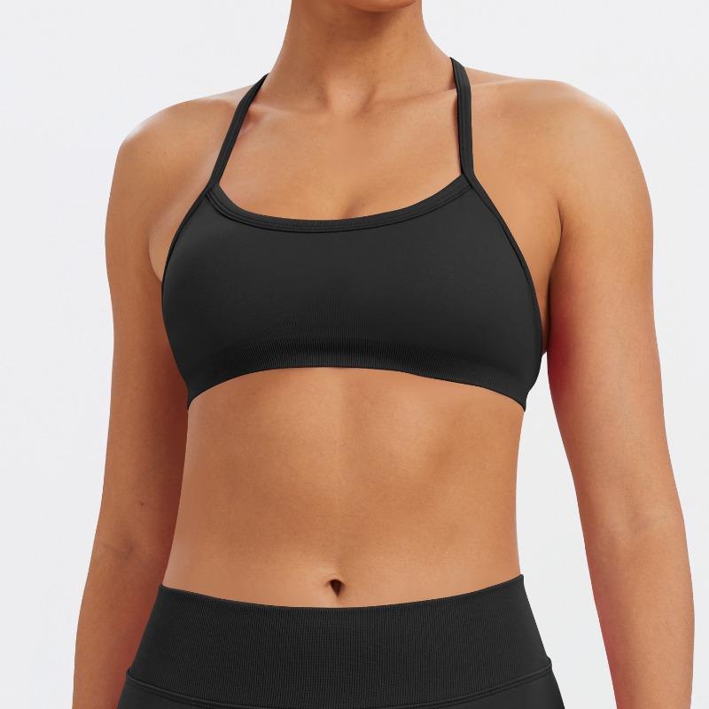 Women Seamless High Stretch Yoga Sports Bra, Lycra Spandex Convertible Removable Straps Fitness Tank Top