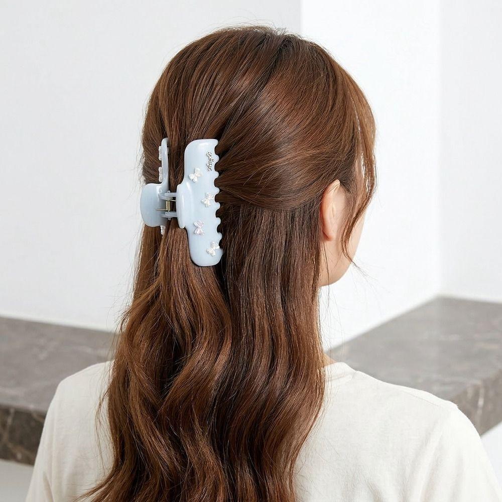 Plastic Bow Hair Claw PC Large Shark Clip Personalized Bowknot Hair Clip  Streetwear