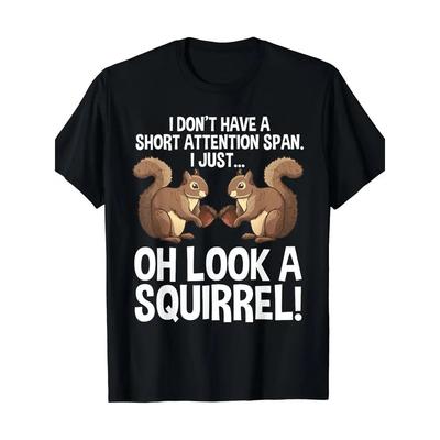 Lustiges T-Shirt mit Eichhörnchen-Motiv in europäischen Größen für Damen und Herren – ideal für Streifenhörnchen- und Haustierliebhaber. Humorvoller Grafikdruck, lässige Kleidung.