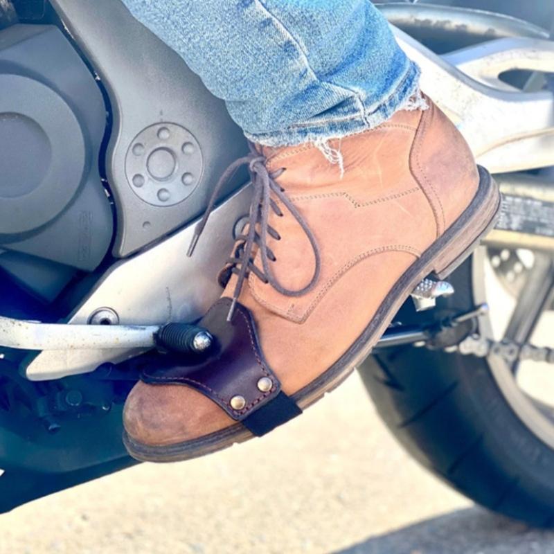 Anti Slip Cycling Shoe Covers with Elastic Strap Abrasion Resistant PU Leather Shoe Protectors For Outdoor Motorcycling
