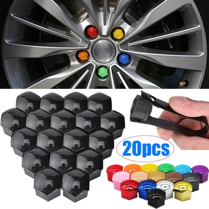 20/40Pcs Car Wheel Nut Caps 17/19/21mm Auto Hub Screw Cover Black Plastic Anti Dust Car Wheel Nut Bolt Covers Tire Accessories