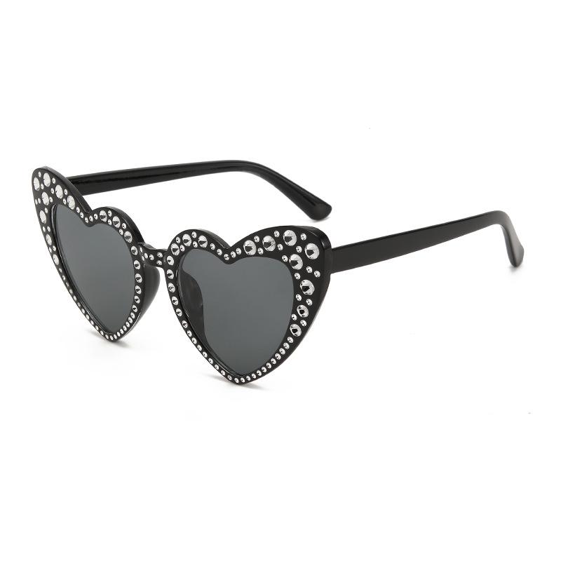 Celebrity Heart-Shaped Rhinestone Party Sunglasses - Street Style Fashion Bling