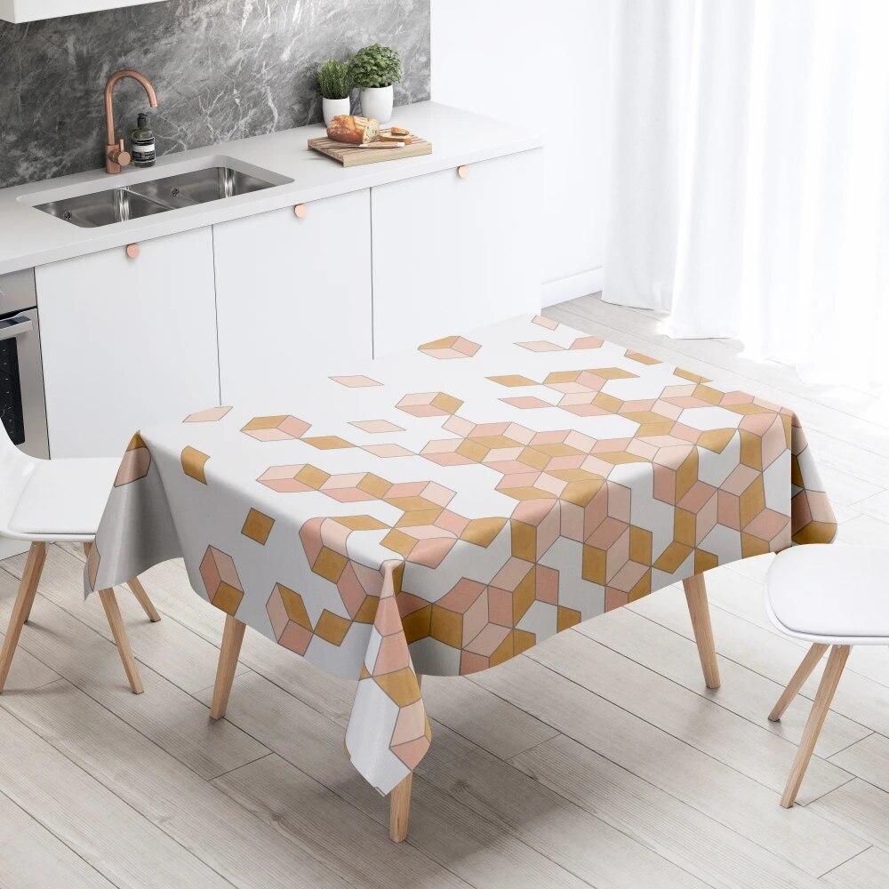 Geometric Tablecloth Home Decor Stain Resistant Waterproof Table Decoration Rectangular Kitchen Fireplace Tops