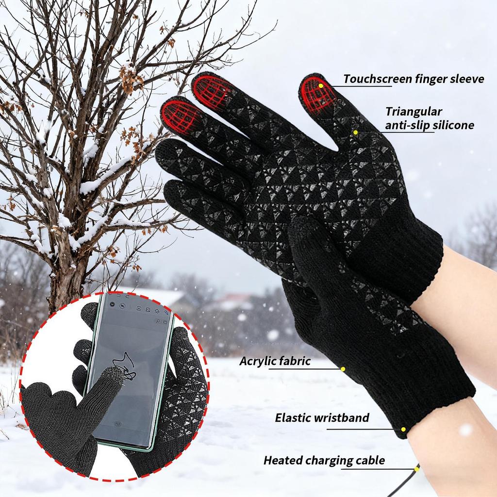 Heated Touchscreen Gloves USB Heating Thermal Mittens For Women Men Winter Outdoor Cycling Running Skiing Mountaineering