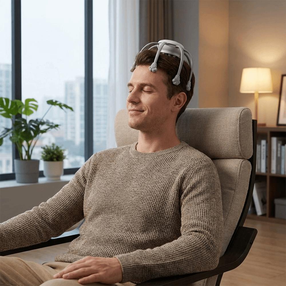 Button Control Octopus Head Massager Electric Scalp Massager for 5V/500mAh Fatigue Relief