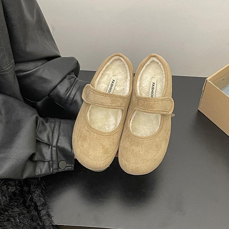 Designové Vintage Teplé Dámské Boty Mary Jane Módní Mělké Baleríny Stručné Bavlněné Boty s Měkkou Podrážkou