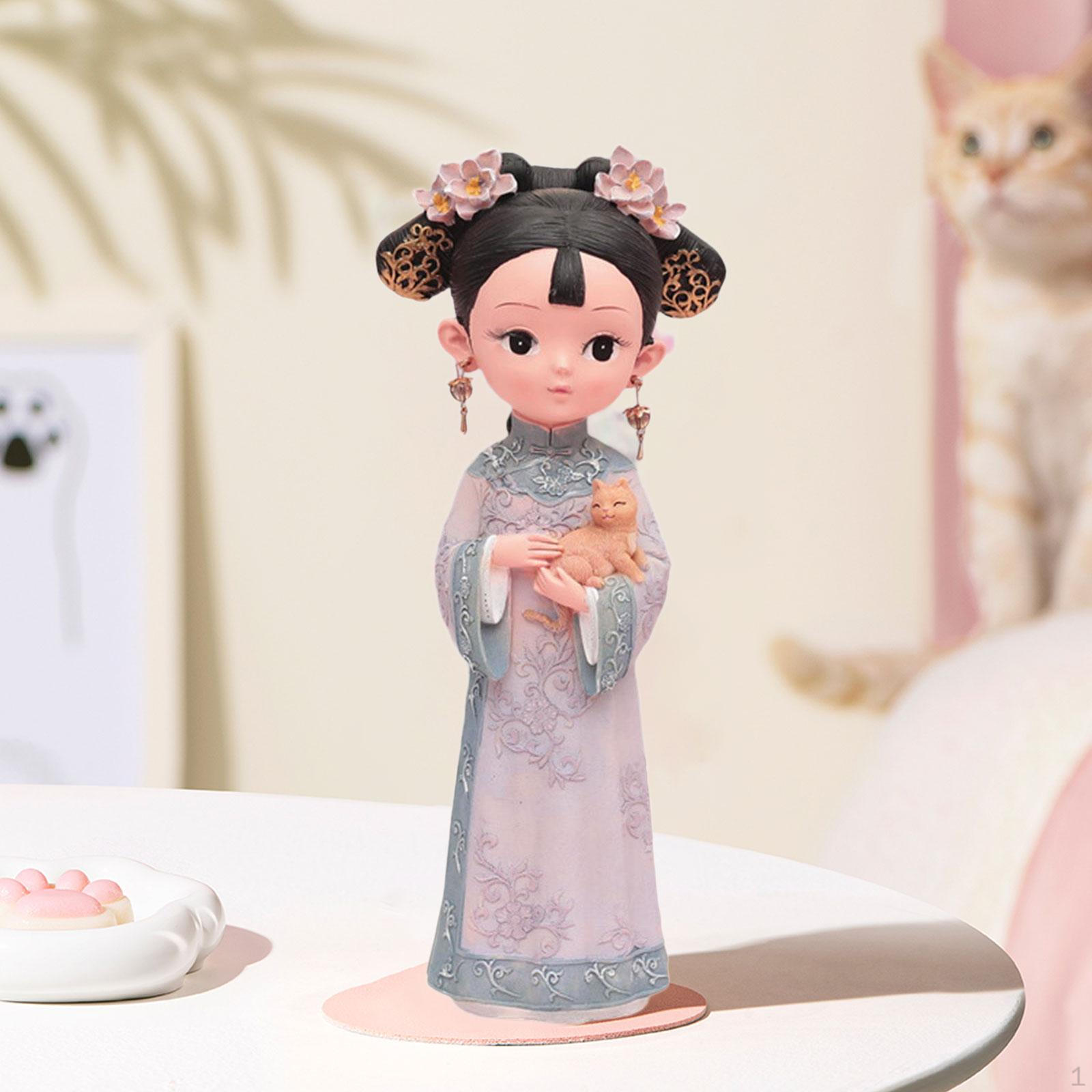 

Девушка Статуэтка из смолы Миниатюрная фигурка Подарочная кукла Игрушка Народная одежда Декоративная скульптура Традиционная