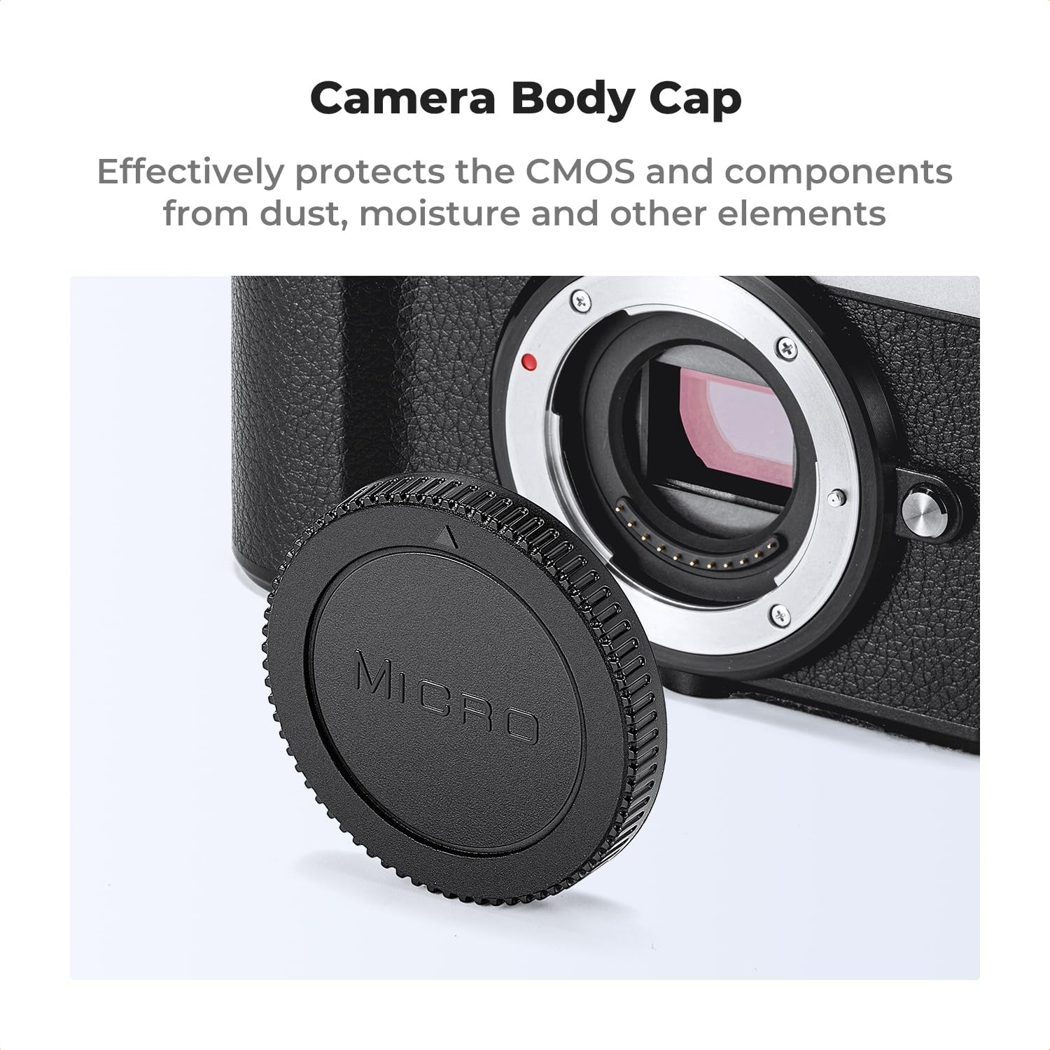 K&F Concept M4/3 Mount Rear Lens Cap & Body Cap Cover Kit, Micro Four Thirds MFT M4/3 M43 Cap for Olympus E-M1X E-M1 II E-M5 III E-M10 IV E-PL9 E-PL8