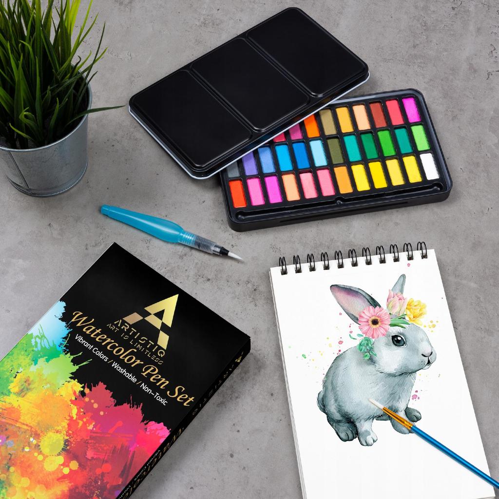 Watercolor Paints Watercolors Set 40in1 36 Colors + A5 Pad + Brushes