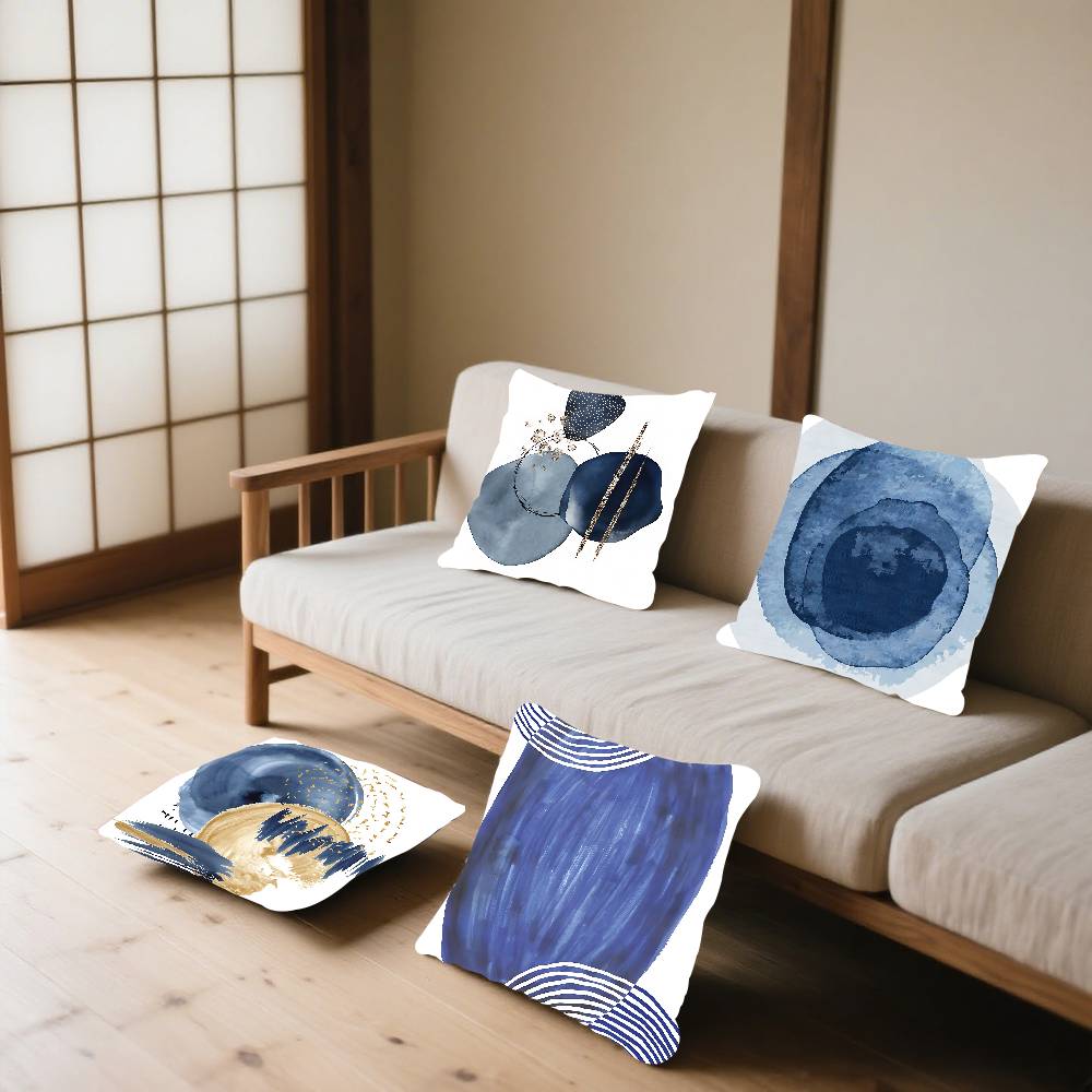 Blue Nordic Geometric Pillow Case Cushion Cover Soft Cute Throw Pillow Case For Car Sofa Pillowcase Polyester With Zipper