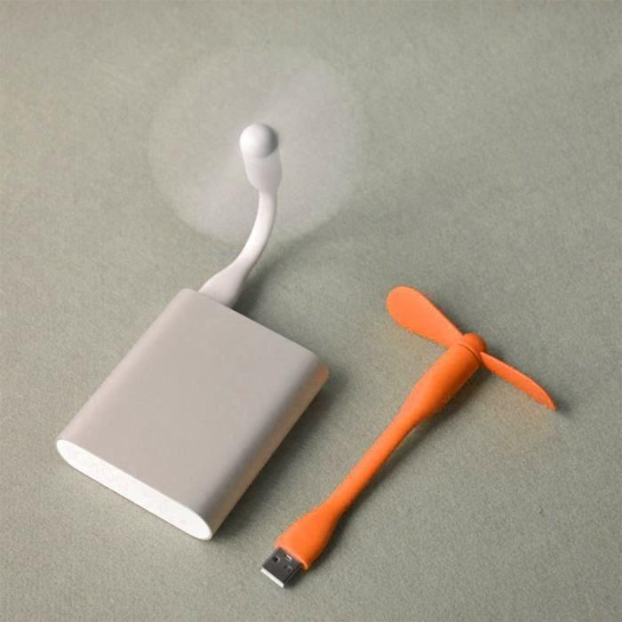 Ventilateur USB - Orange - Flexible - Silencieux - Pales en silicone - 8,5 cm de diamètre