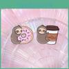 Playful Unique And Sloth Metal Badge Adorable Enamel Pin Quirky Coffee Donut Banana Design Creative Decoration For All