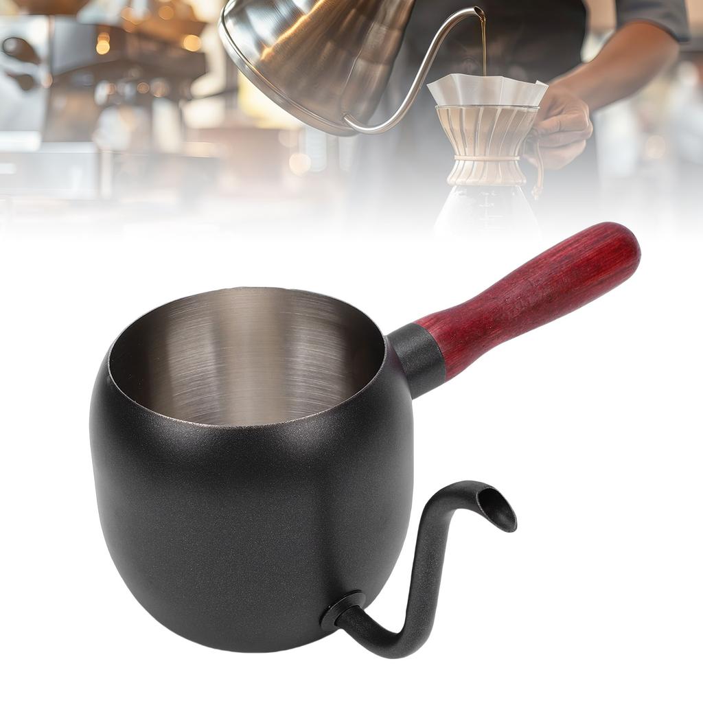 Ceainic pentru cafea Pour Over 500ml Oțel inoxidabil 304 Gât de lebădă Ceainic pentru cafea prin picurare cu mâner de lemn pentru camping