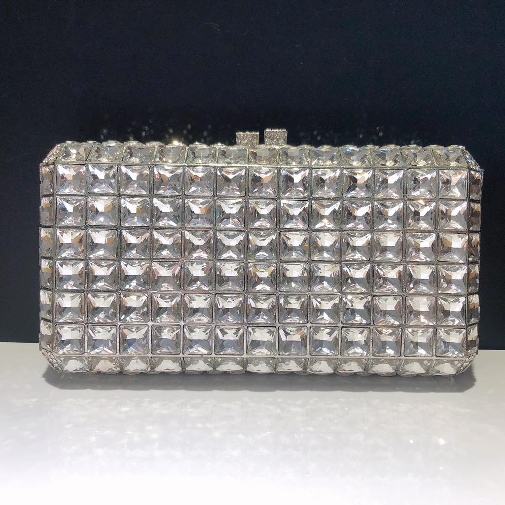 Women Purple Crystal Clutch Purse Stones Evening Bags Hollow Out Wedding Party Clutches Bags Lady Shoulder Bags Handbag