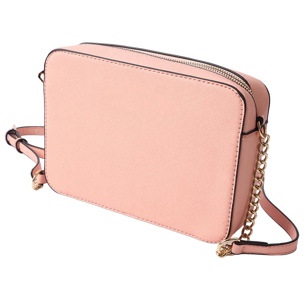 Women Chain Shoulder Bag Adjustable Large Capacity Zipper Vintage PU Shoulder Bag Pink Free Size