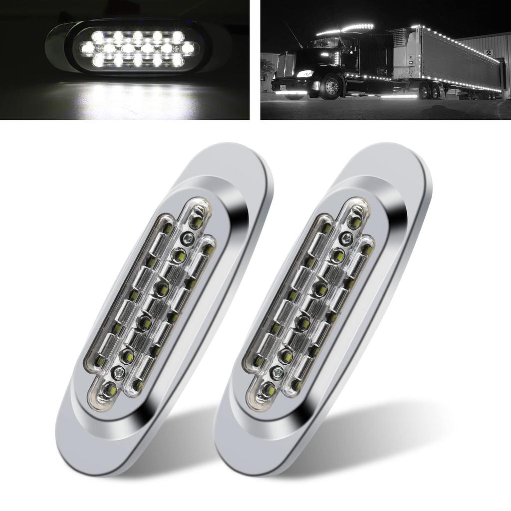 Side Marker LED 24V White Truck Marker Side Marker Signal X-STYLE Hi/Lo 16-LED Lights, Lights, Trailer/Bus Lights, 2-Pack (White)