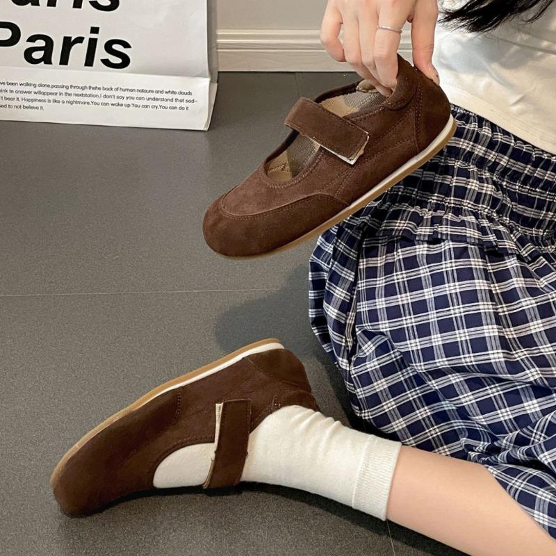 Fashion New Women's Mary Jane Flats Slip-On Casual Shoes Flat Bottom Suede Shoes for Women Spring Autumn Solid Round Toe Single Shoes