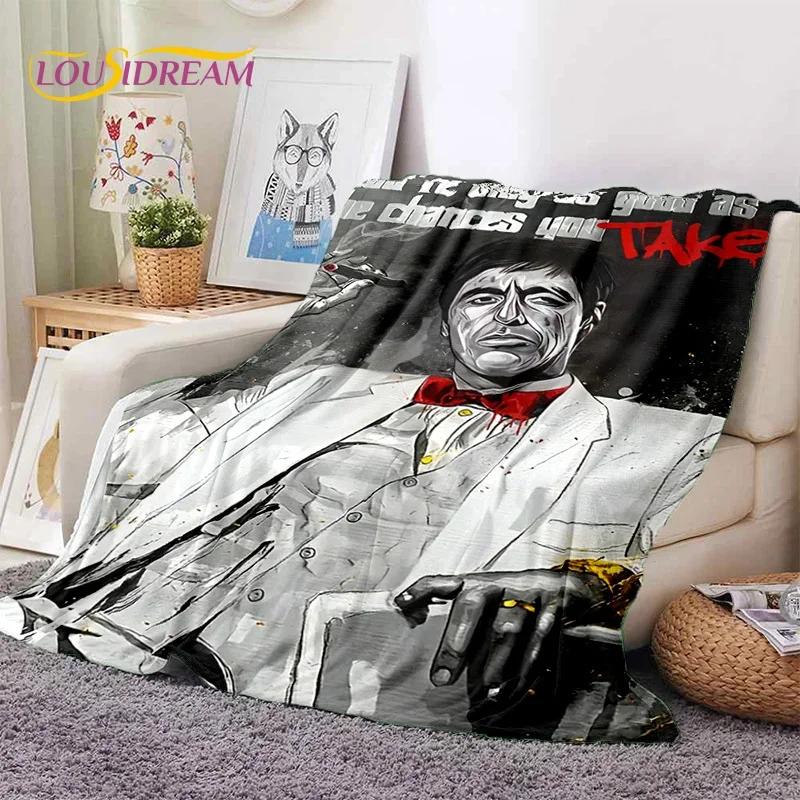 Scarface Tony 3D Printing Movie Soft Flannel Blanket for Beds Bedroom Sofa Picnic,Throw Blanket for Cover Outdoors Leisure Gift