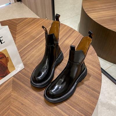 Buty damskie Platforma Buty damskie Zima Prawdziwa skóra Botki zapinane na suwak Botki damskie Jesień Czarne Zapatos De Mujer Buty typu chunky