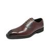 Brand Breathable Banquet Party Block Leather Shoes British Men Lace Up Comfortable Pointed Business Formal Leather Shoes