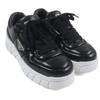 Pristine PRADA Sneakers Triangle Logo Triangle Plate Black Nappa Leather Mens 6 Used