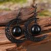 1 Pair Gothic Style Black Bat & Crescent Shape Hollow Pendant Earrings, Elegant Crescent Eardrops Women Jewelry Gift