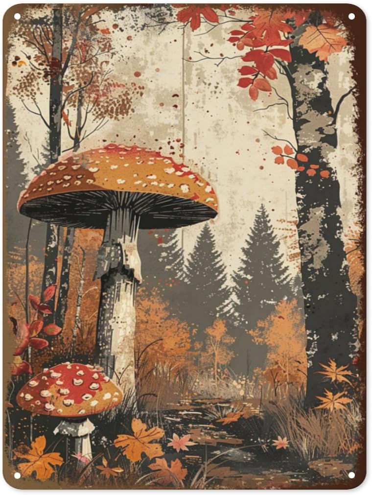 

Fall Tin Sign Vintage Metal Autumn Wall Decor for Home Kitchen Porch and Garden Rustic Fall Harvest and Thanksgiving Deco 20x30cm（7.8x11.8inch）