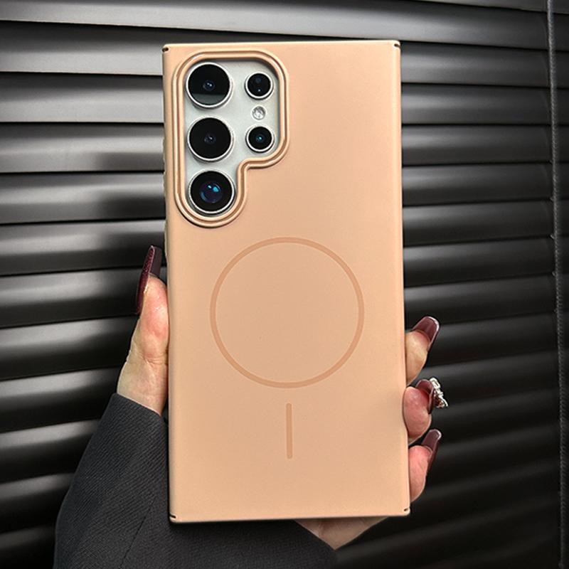 Luxury Matte PC Hard Plain Phone Case For Samsung Galaxy S25 Plus S24 S23 S22 S21 Ultra Note 20 Magnetic Wireless Charge Cover