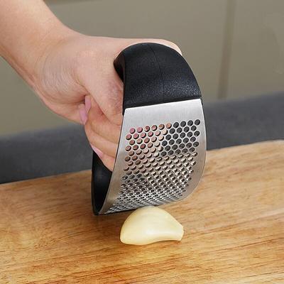 Roestvrijstalen ringgeperste knoflookartefact Huishoudelijke keuken Handbediende gemberknoflookstamper Knoflookpers Para Moler Ajo