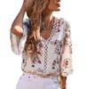 Women's Summer New Loose Type V-neck Temperament Commuter Flare Sleeve Lace Blouse Chiffon Shirt