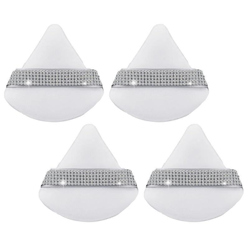 3Pcs Triangle Powder Puff Face Diamond Ribbon Soft Makeup Tool Sponge Velvet Soft Smooth Facial Beauty Makeup Sponge Accessories
