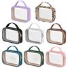 Clear Waterproof PVC Travel Toiletry Bag - Compact Portable Makeup Organizer with Handle & Zipper for Carry-On Luggage