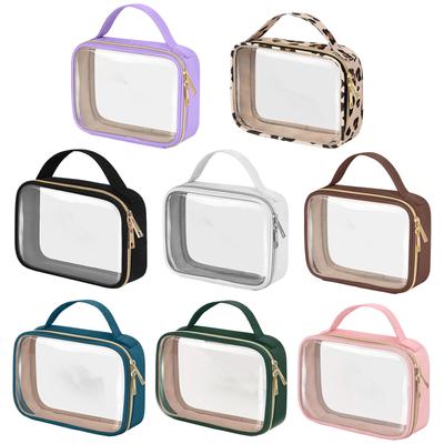 Clear Waterproof PVC Travel Toiletry Bag - Compact Portable Makeup Organizer with Handle & Zipper for Carry-On Luggage