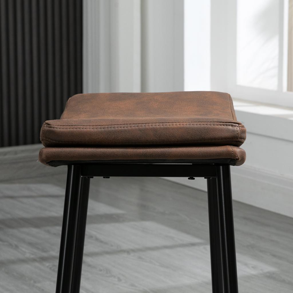 Sada 2 barových stoliček s ocelovou opěrkou nohou průmyslový styl zakřivené sedadlo 48,5 x 38,5 x 68,5 cm hnědá černá