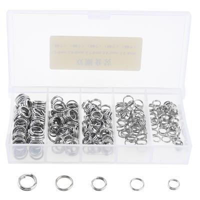 Anillo de pesca de doble bucle de acero inoxidable, 250 Uds., 5 tamaños, Clip dividido mixto, giratorio, rápido