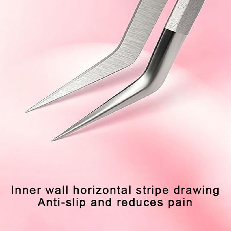 Stainless Steel Curved Stickers Tweezers High Precision Cartoon Lashes Extension Tweezer Anti-Static Eyelash Curler